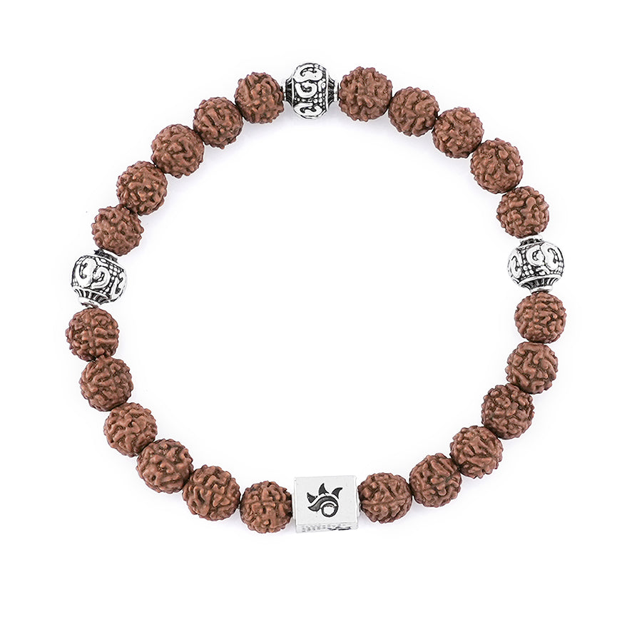 Rudraksha with Om Silver Beads Bracelet