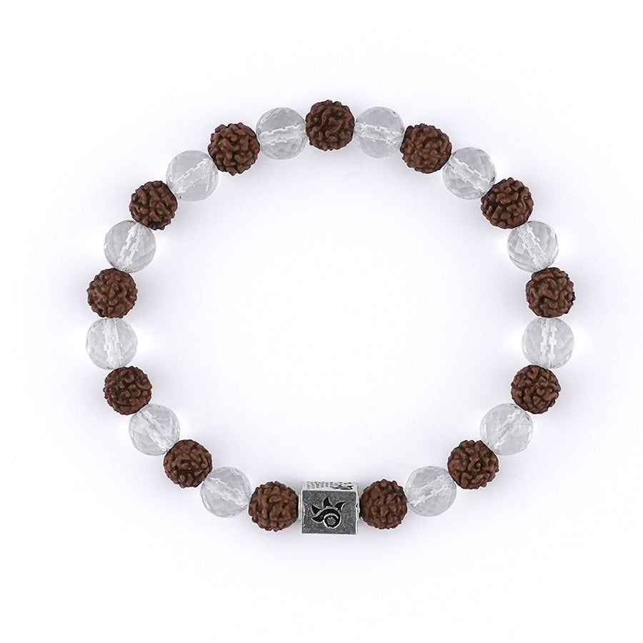 Rudraksha with Sphatik Diamond Cut Beads Bracelet