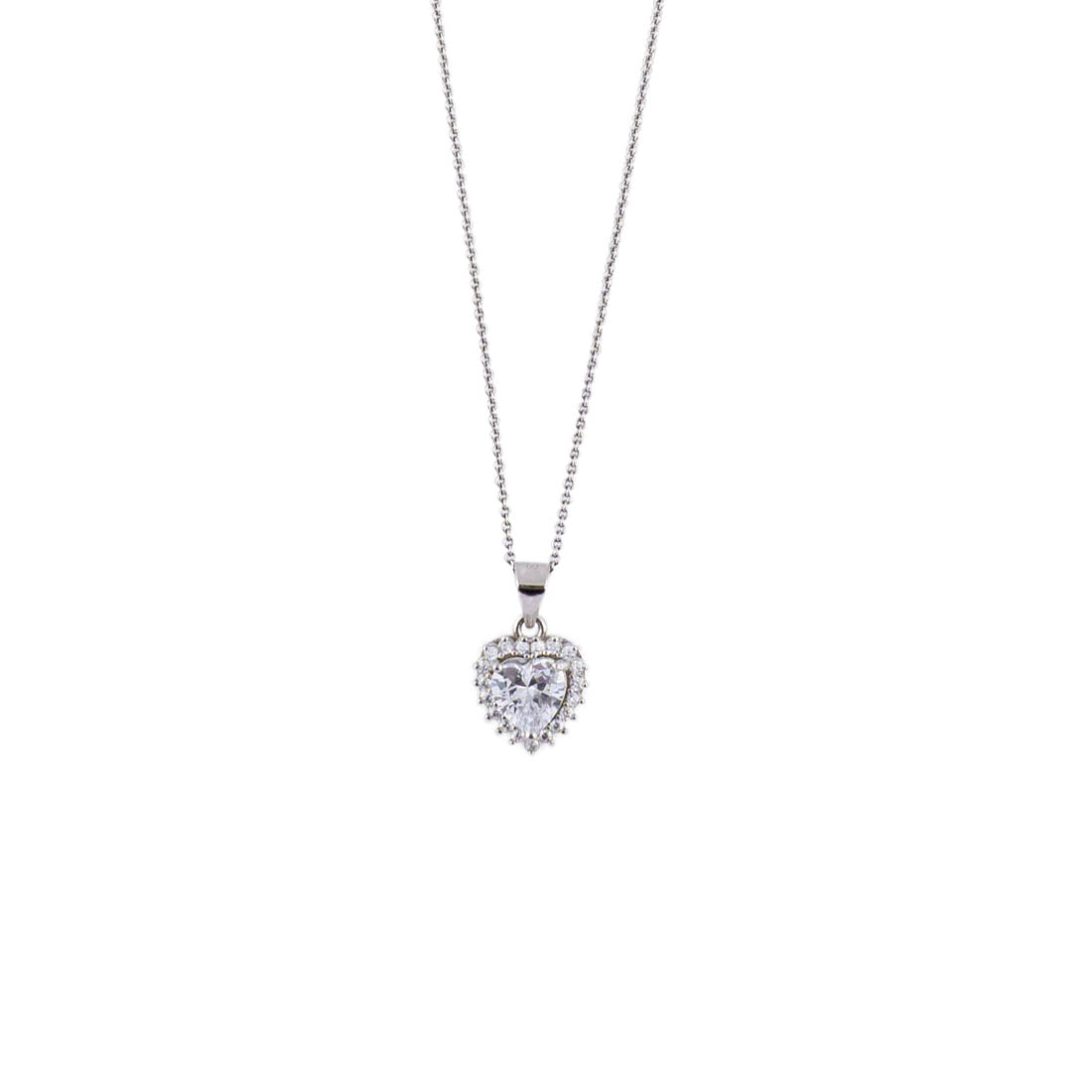 Silver Set Chain Pendant and Earrings with Sparkling Stones for Women