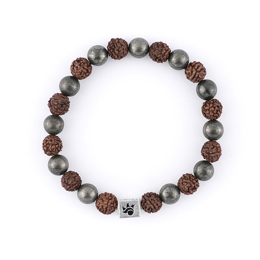 Rudraksha with Pyrite Beads Bracelet
