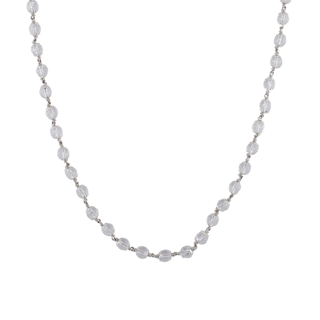 Sphatik Diamond Cut Beads Silver Mala
