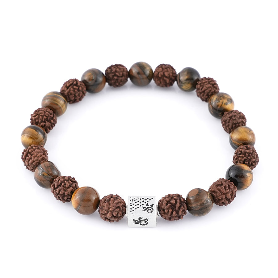 Rudraksha with Tiger Eye Stone Bracelet