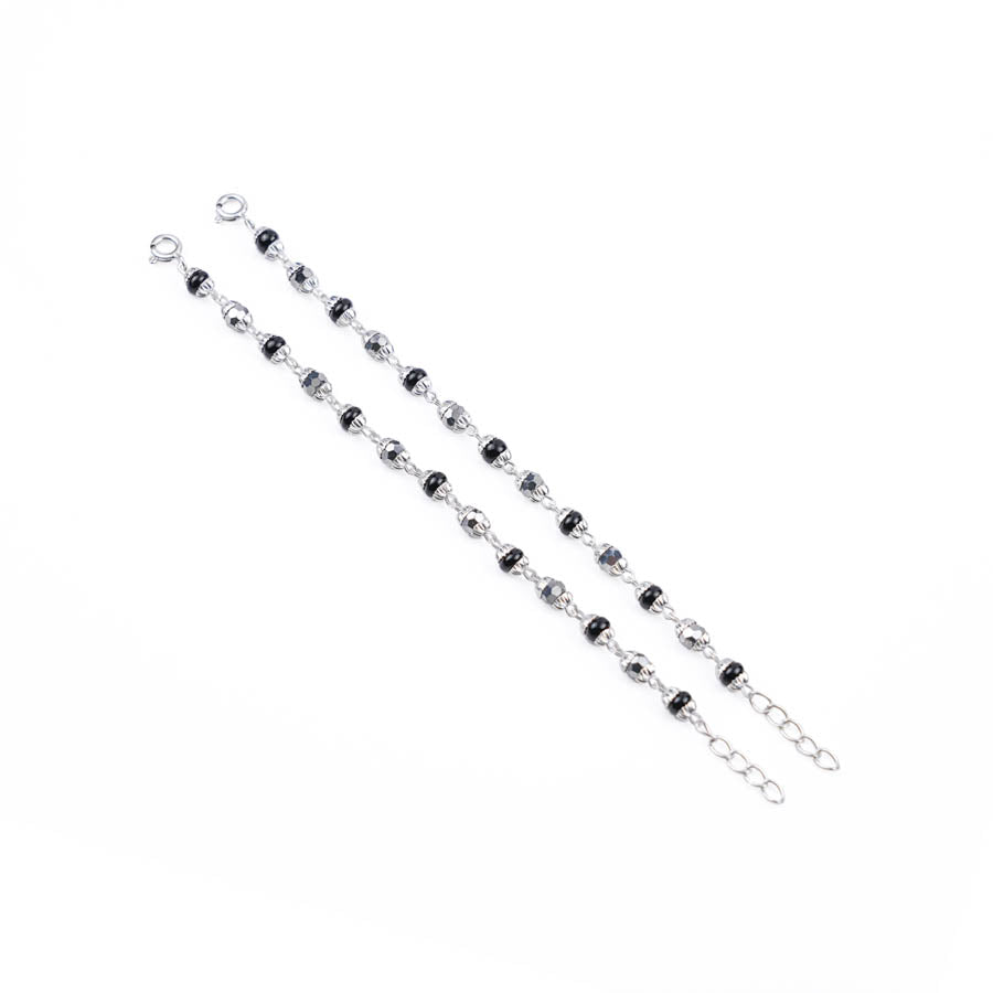 Black and Silver Alternate Beads Nazariya for Kids