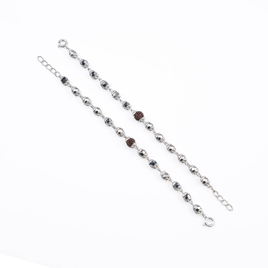Rudraksha Multicolor Silver Beads Nazariya for Kids