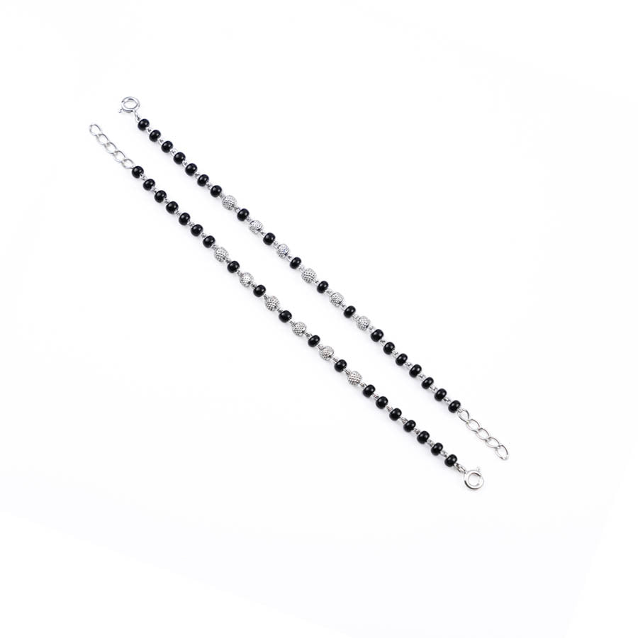 Real Black and Silver Beads Pattern Nazariya for Kids