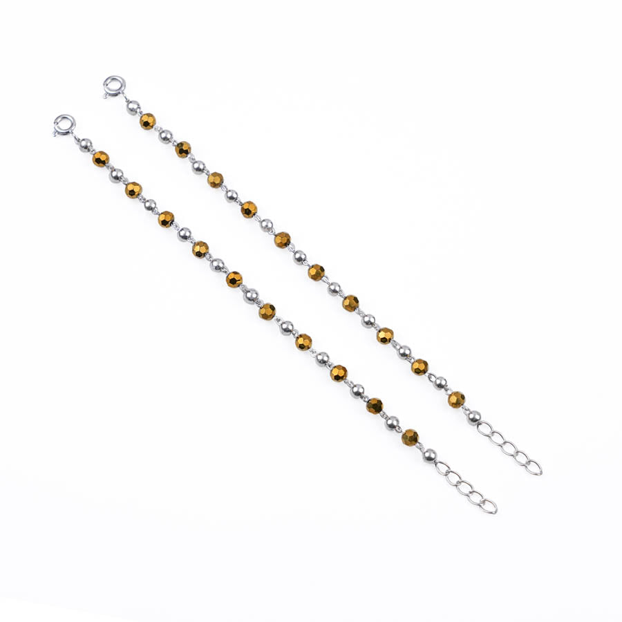 Black and Gold-Plated Silver Beads Pattern Nazariya for Kids