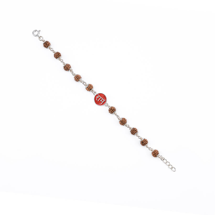 Rudraksha Silver Bracelet with Ram Single Line for Kids
