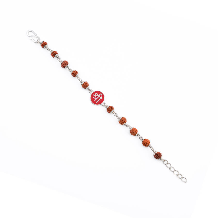 Rudraksha Silver Bracelet with Shree Single Line for Kids