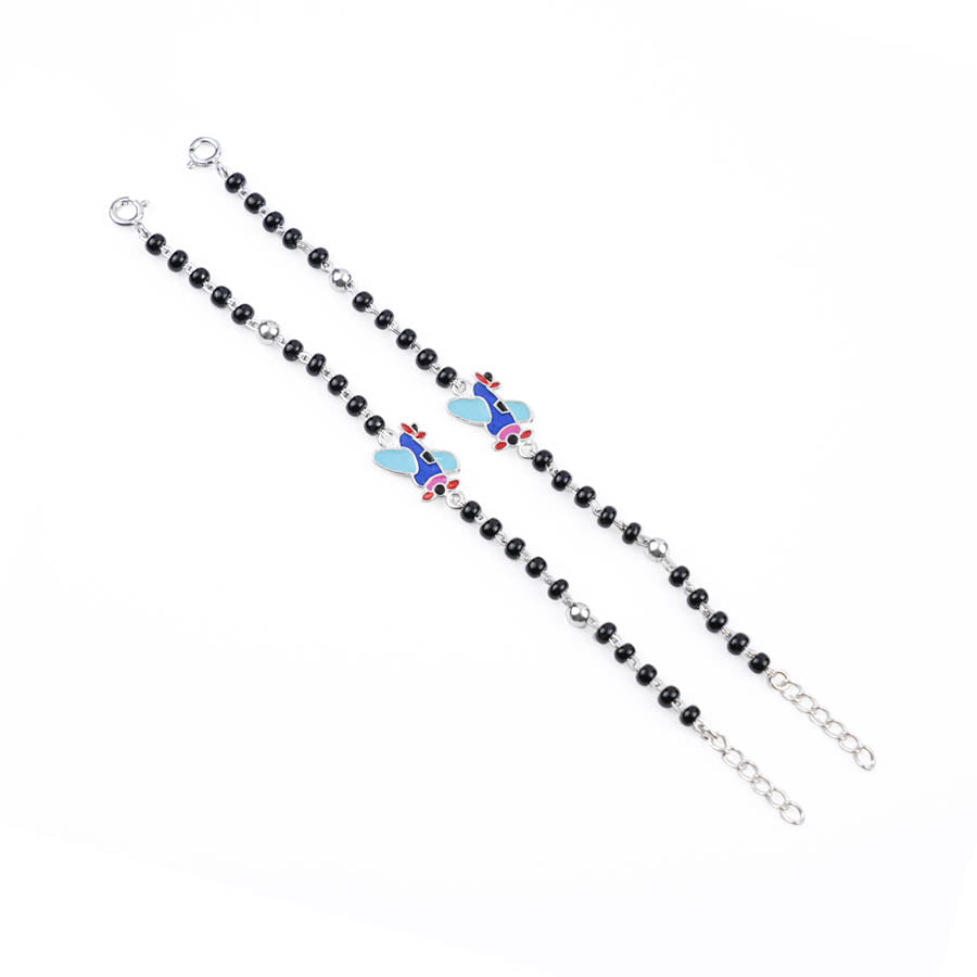 Black Beads Multicolor Airplane Silver Nazariya for Kids