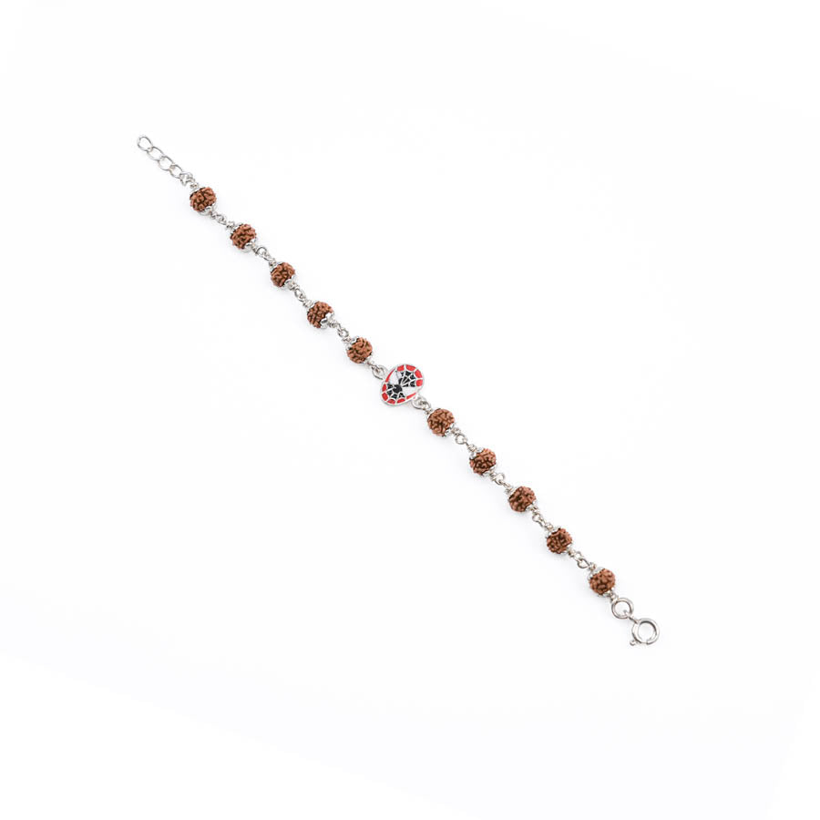 Rudraksha Silver Bracelet with Spiderman Single Line for Kids