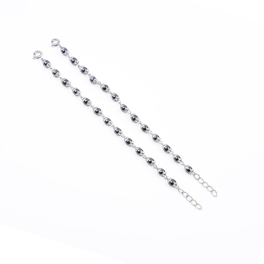 Orignal Black Beads Embedded in Silver Nazariya for Kids