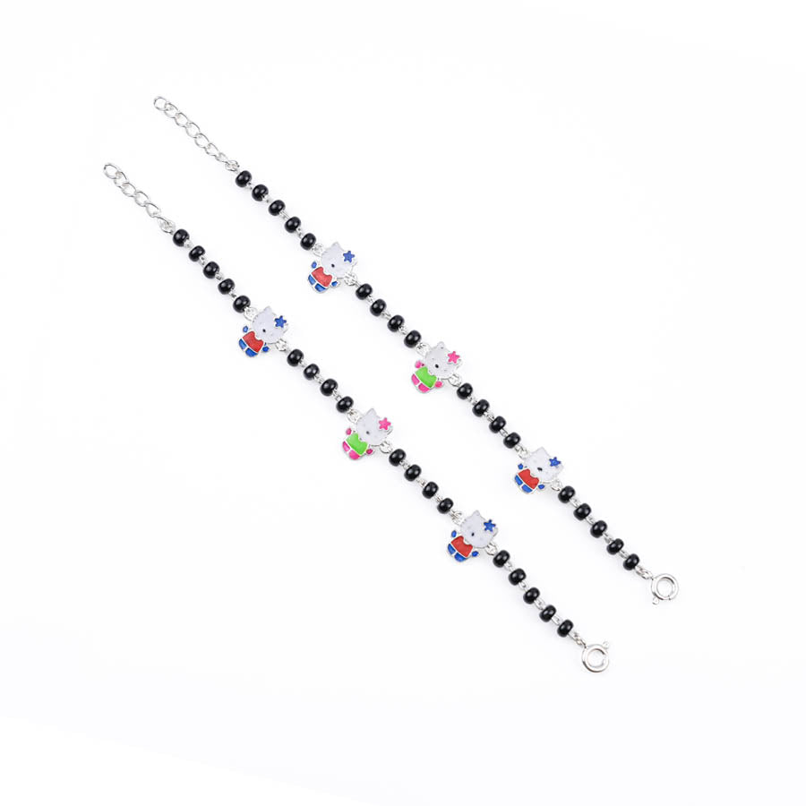 Organic Black Beads Multicolor Teddy Bear Silver Nazariya for Kids