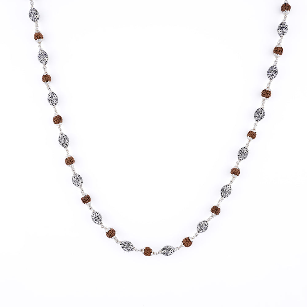 Rudraksha Silver Mala (Dome Beads)