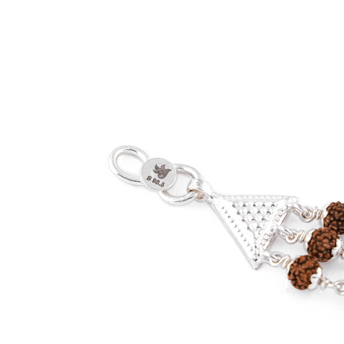 Rudraksha Silver Om Triple Line Bracelet