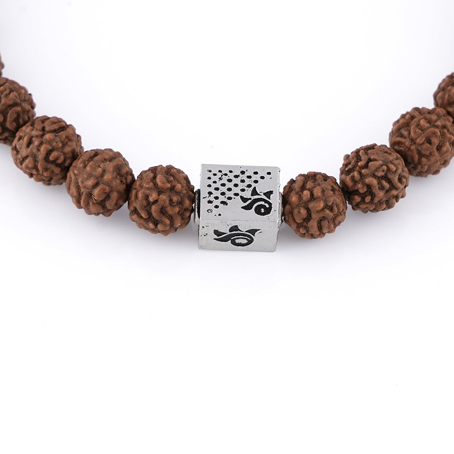 Rudraksha with Jay Shree Ram Silver Beads Bracelet