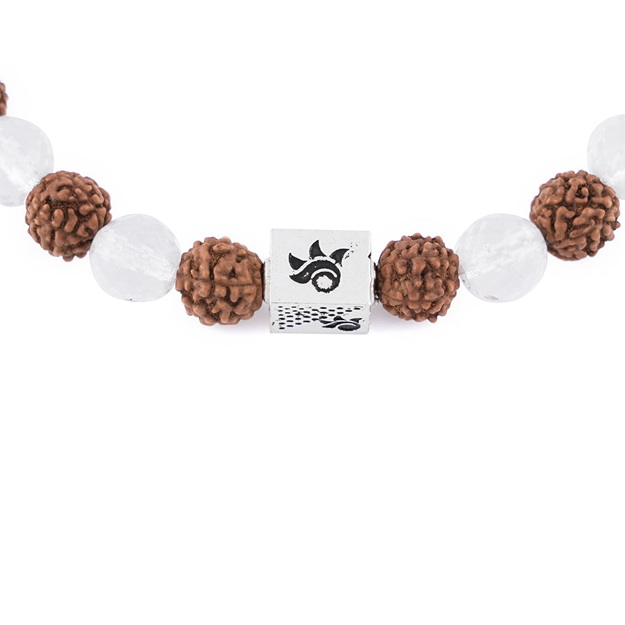 Rudraksha with Sphatik Diamond Cut Beads Bracelet