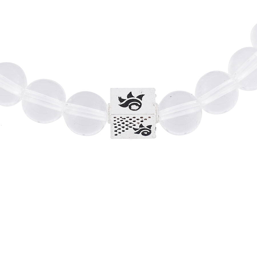 Sphatik Beads with Om Silver Beads Bracelet