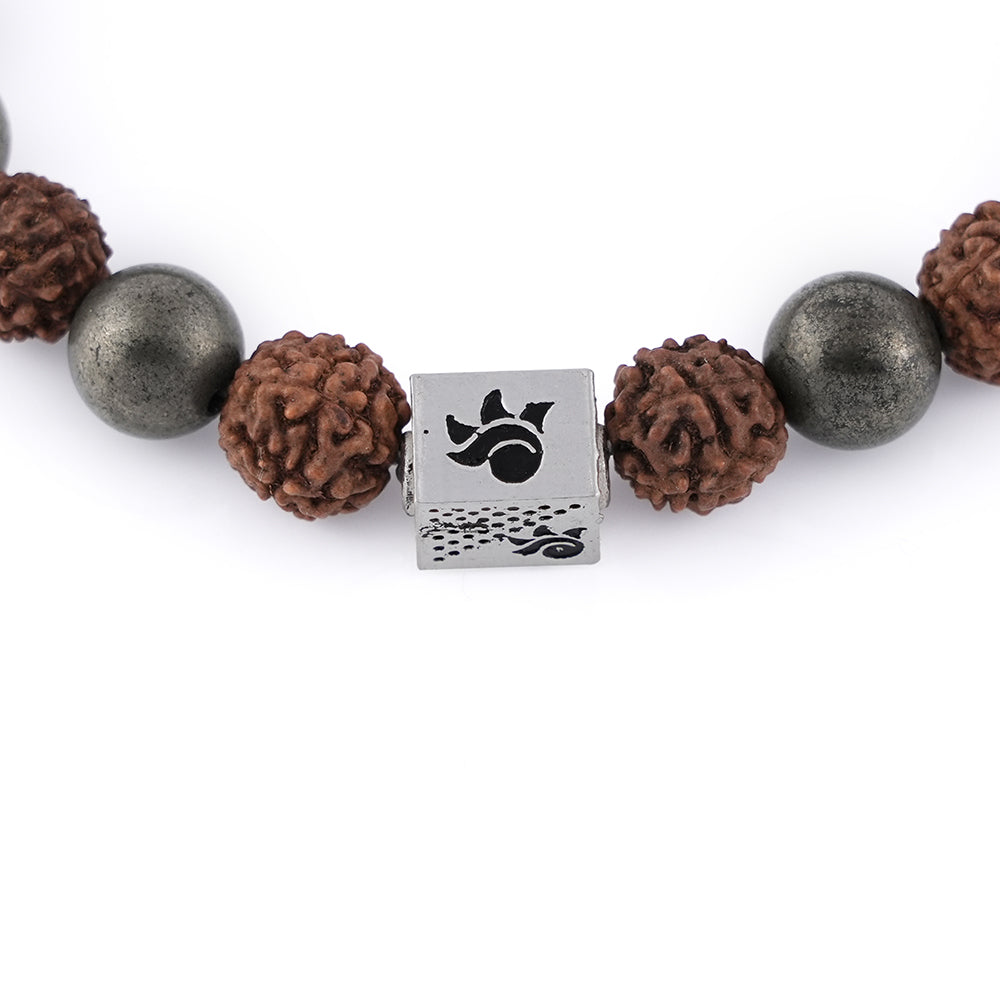 Rudraksha with Pyrite Beads Bracelet