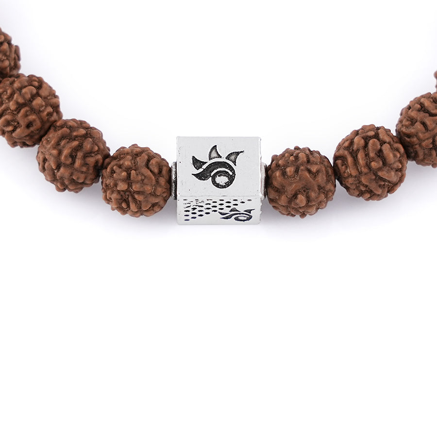 Rudraksha with Om Namah Shivay Silver Beads Bracelet