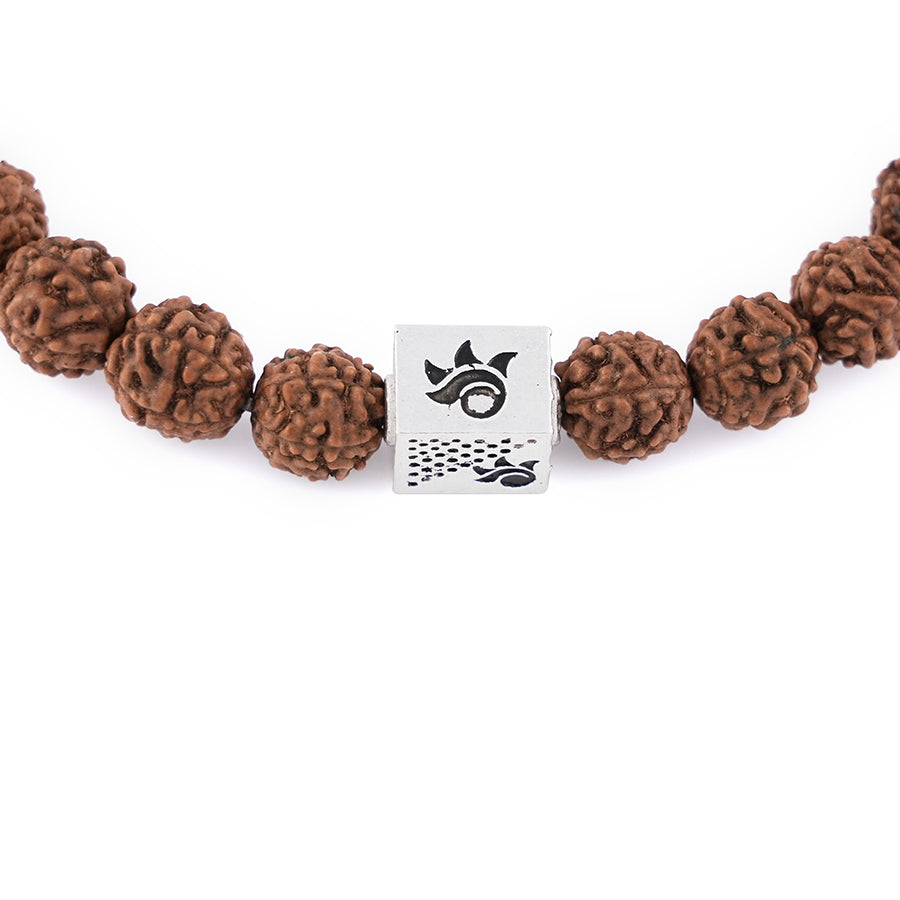 Rudraksha with Om Silver Beads Bracelet