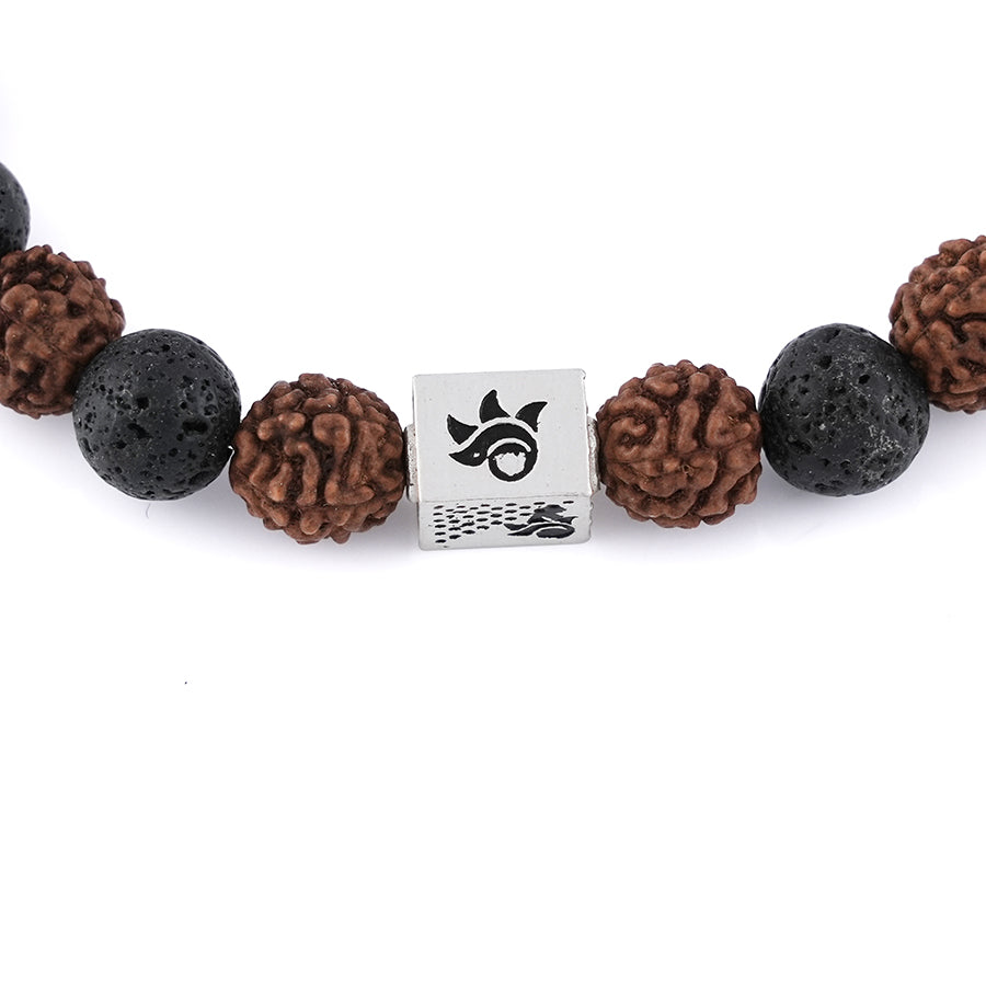 Rudraksha with Lava Beads Bracelet