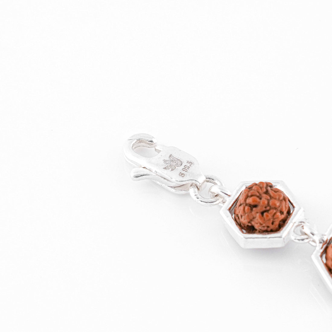 Silver Rakhi with Hexagonal Rudraksha Bracelet
