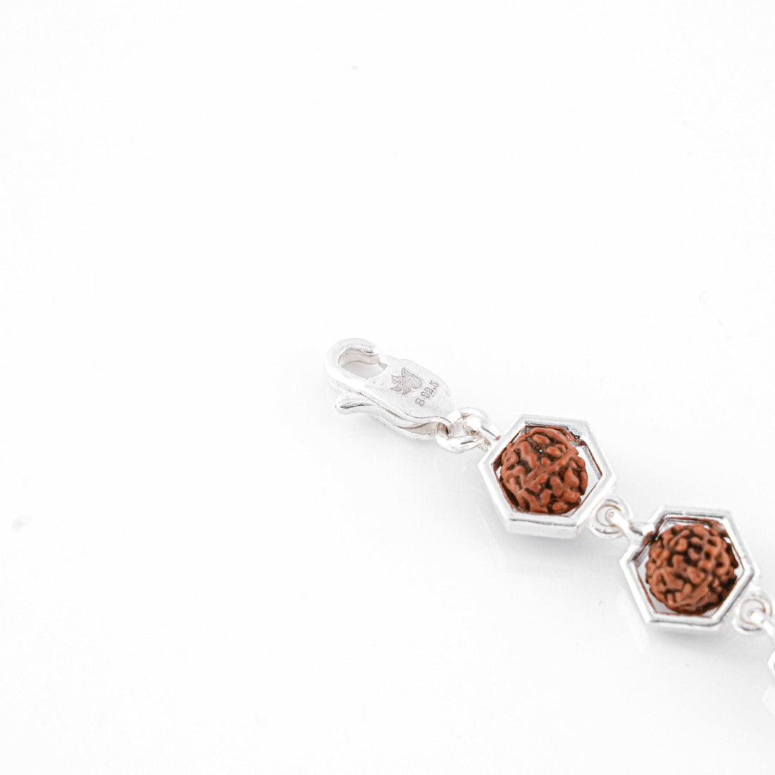 Rudraksha Silver Hexagon Ring Beads Bracelet