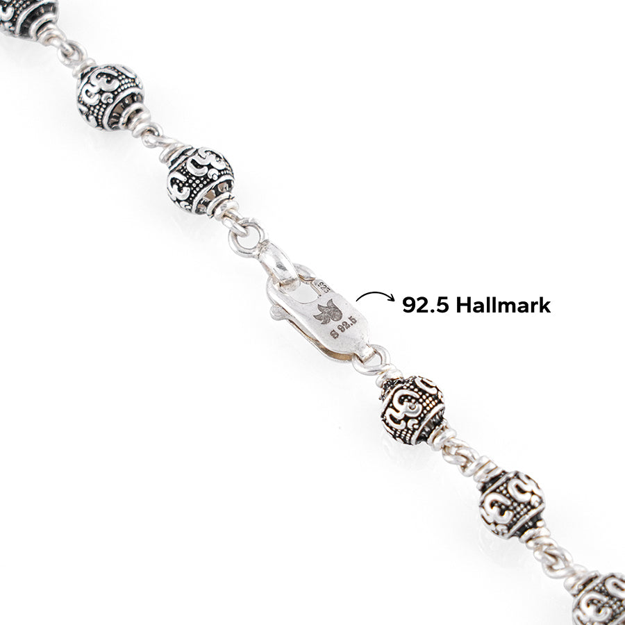 Silver Mala (Om Beads)