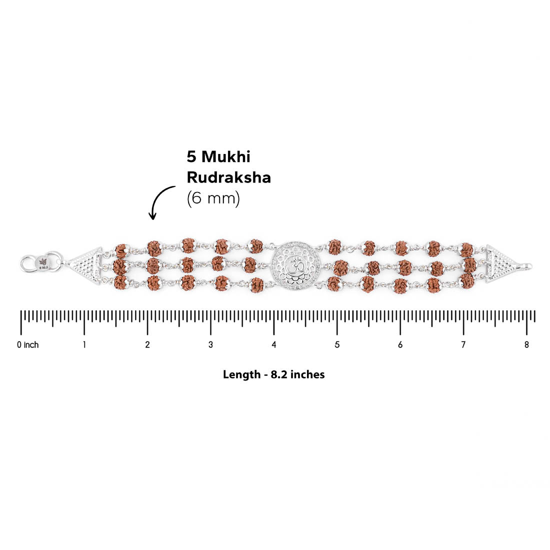 Rudraksha Silver Om in Flower Bracelet