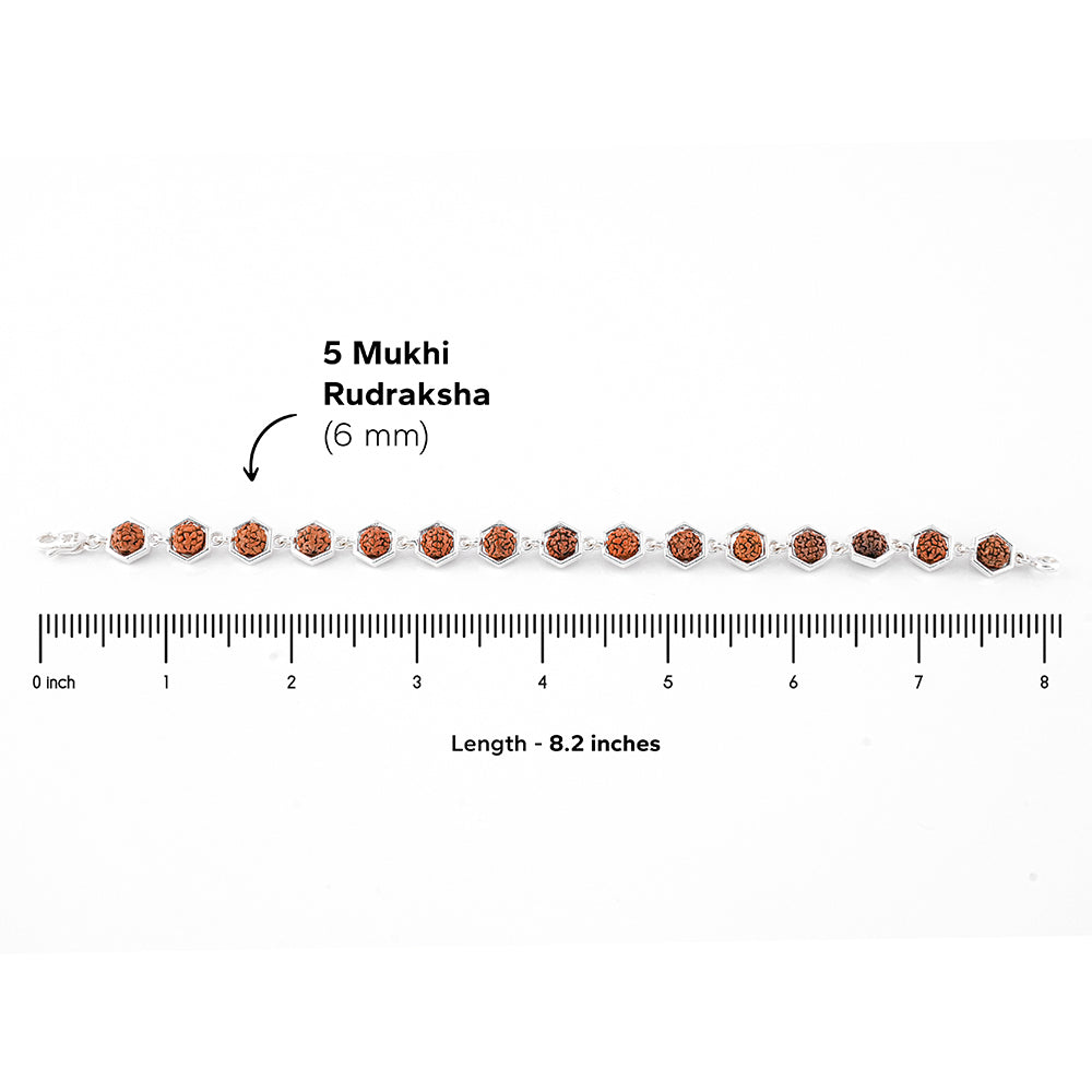 Silver Rakhi with Hexagonal Rudraksha Bracelet
