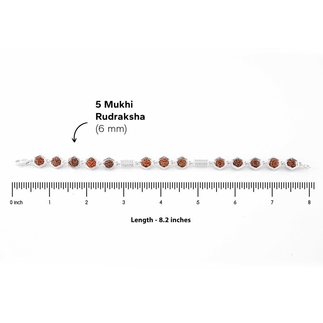 Rudraksha Silver Hexagon Ring Beads Bracelet