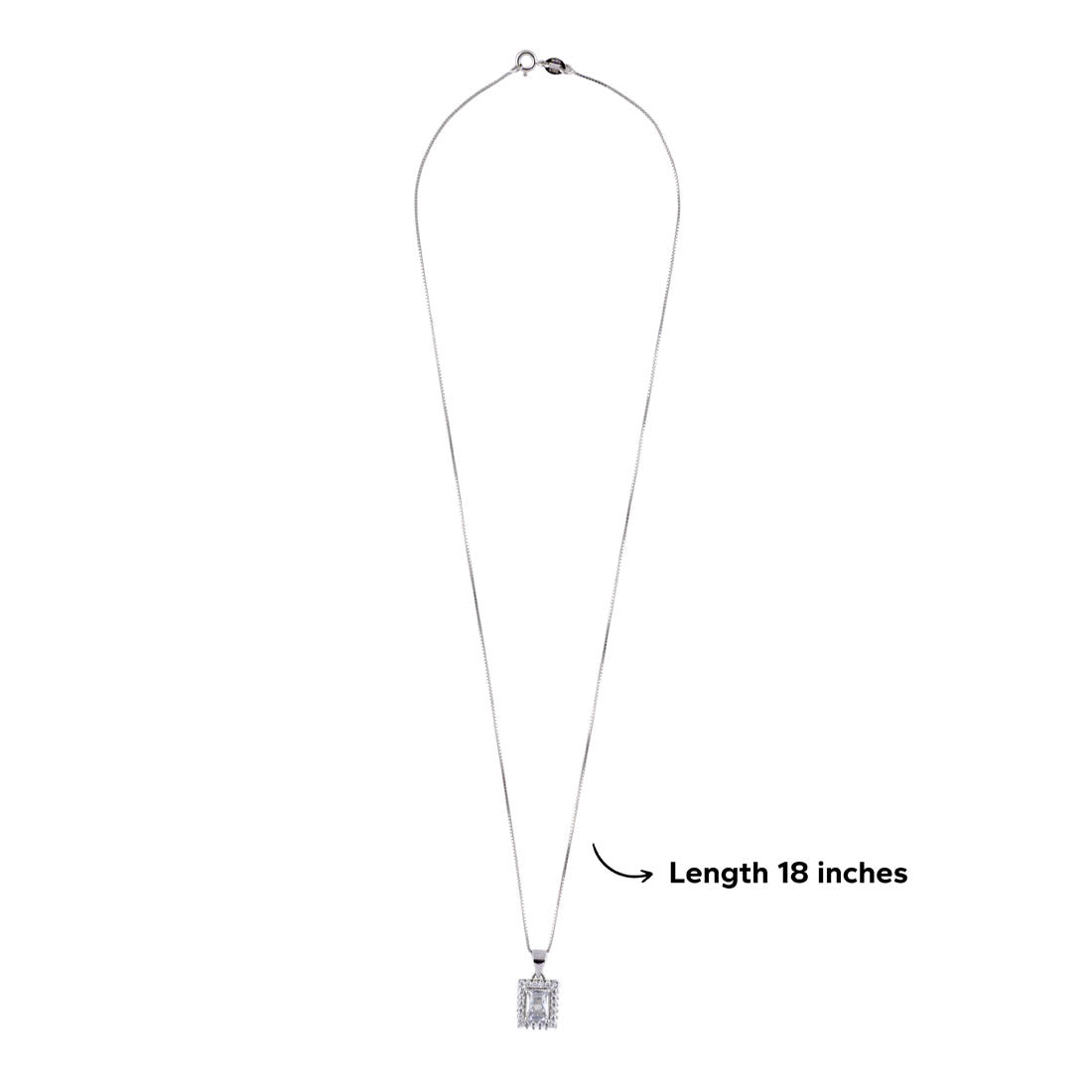 Silver Set Chain Rectangular Pendant with Earrings with Stones for Women