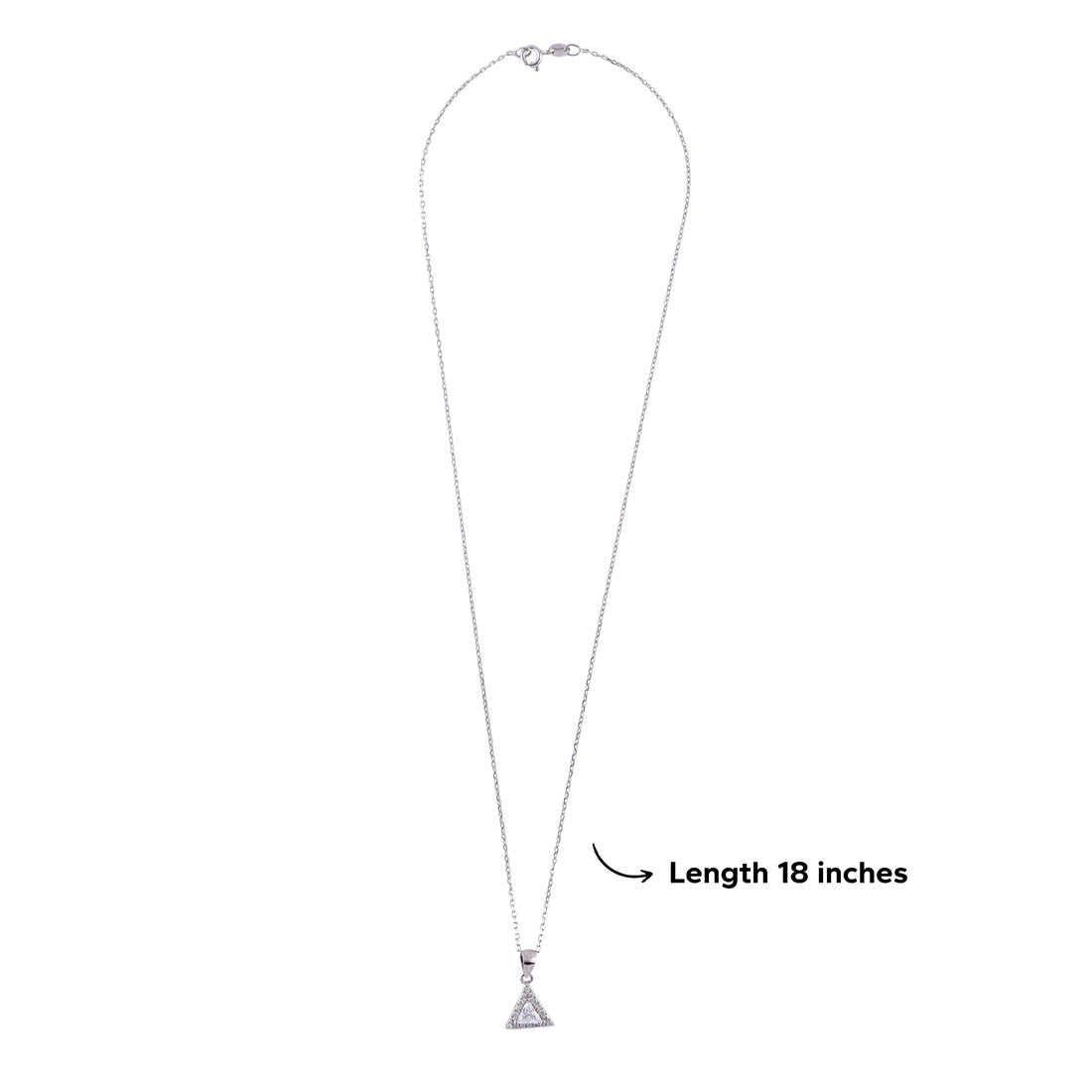 Silver Set Chain Triangular Pendant and Earrings with Stones for Women