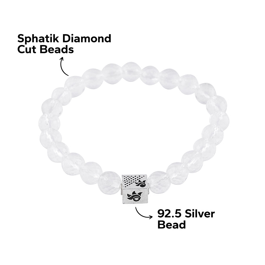Sphatik Diamond Cut Beads Bracelet