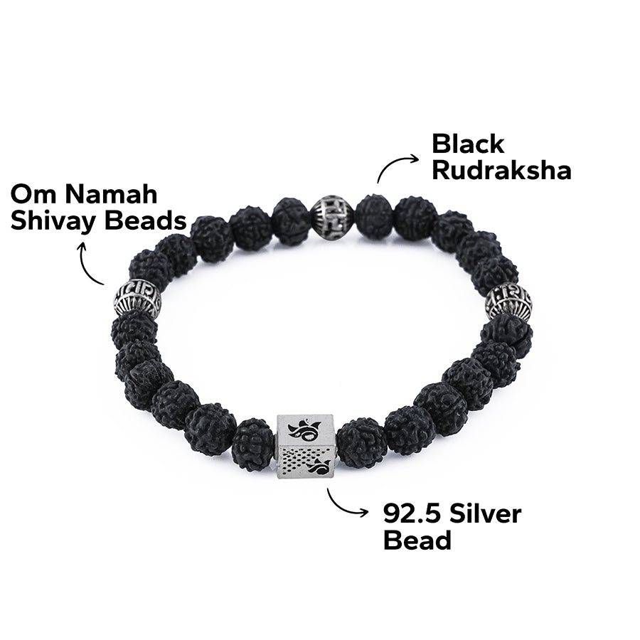 Black Rudraksha with Om Namah Shivay Bracelet