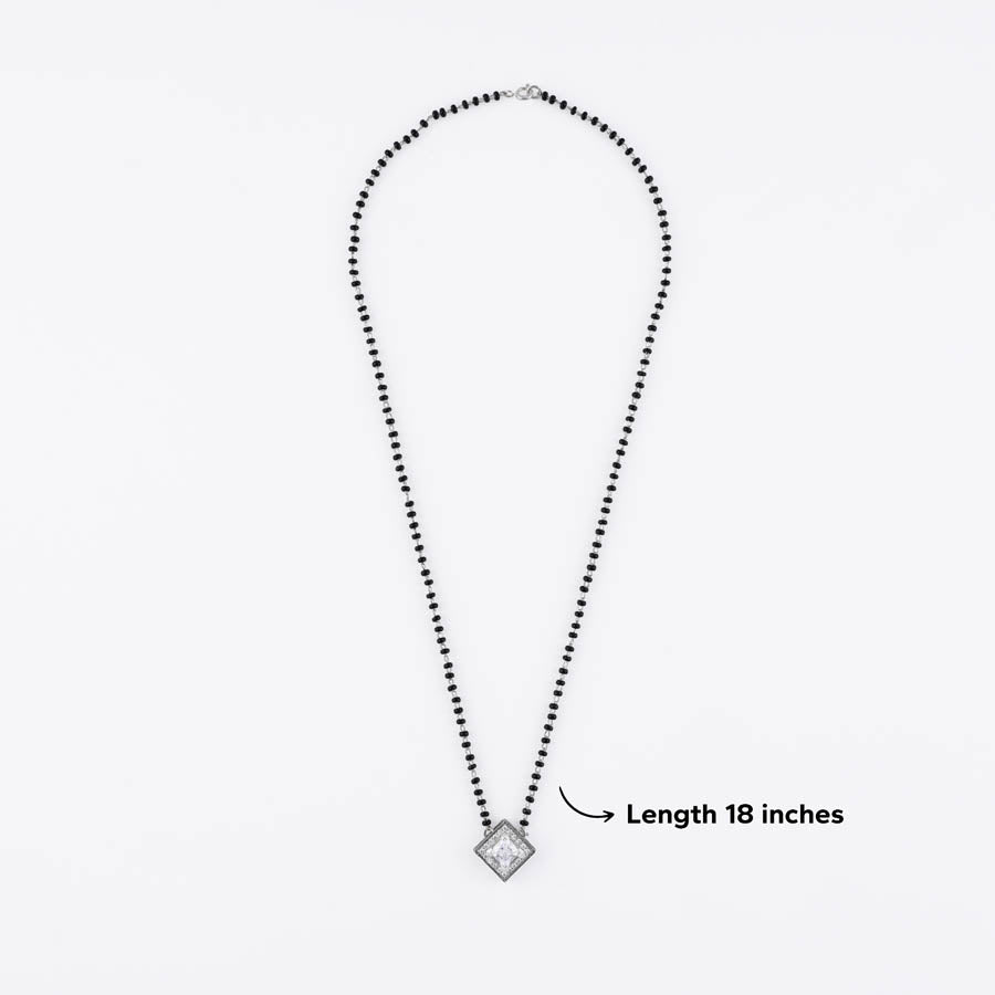 SOLITAIRE SQUARE SHAPE MANGALSUTRA IN SILVER 92.5