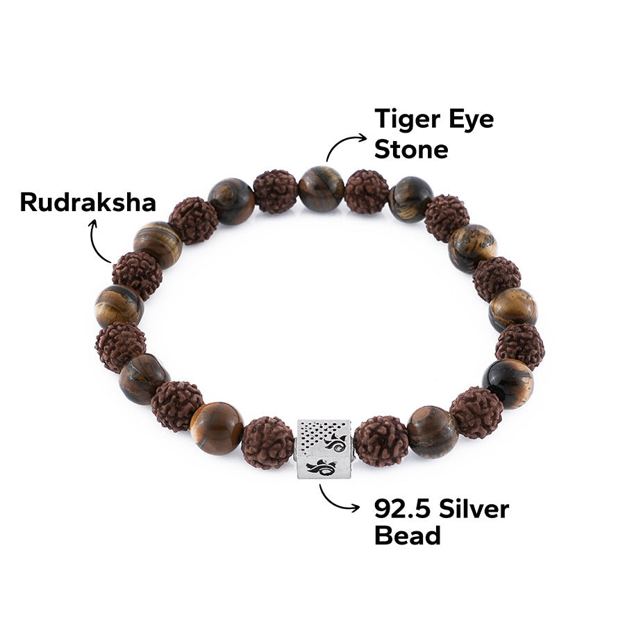 Rudraksha with Tiger Eye Stone Bracelet