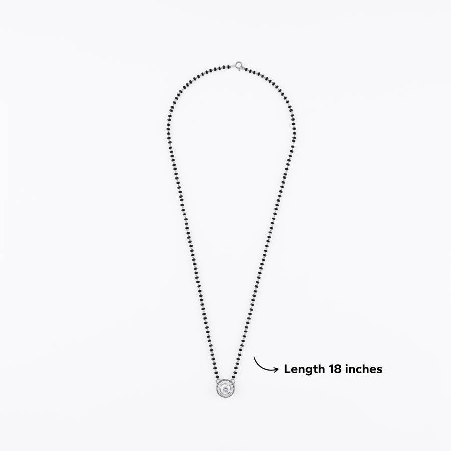 Solitaire Round Shape Mangalsutra in Silver 92.5