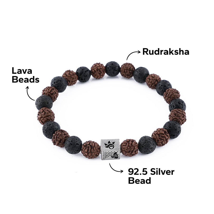 Rudraksha with Lava Beads Bracelet