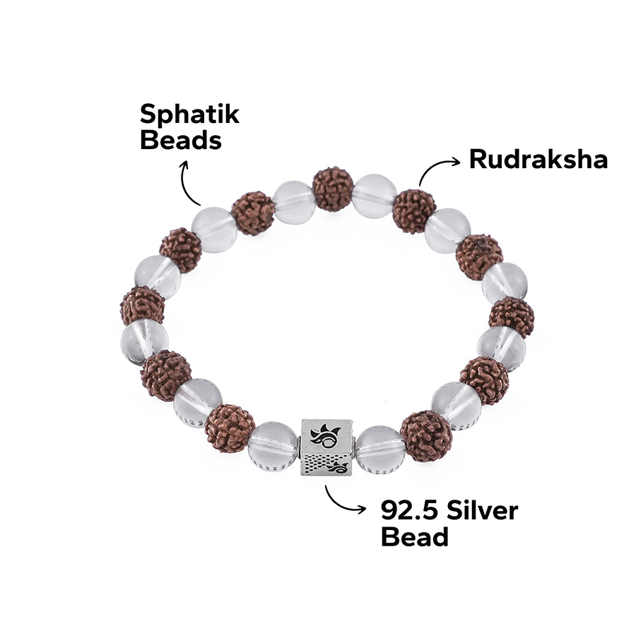 Rudraksha with Spatik Beads Bracelet