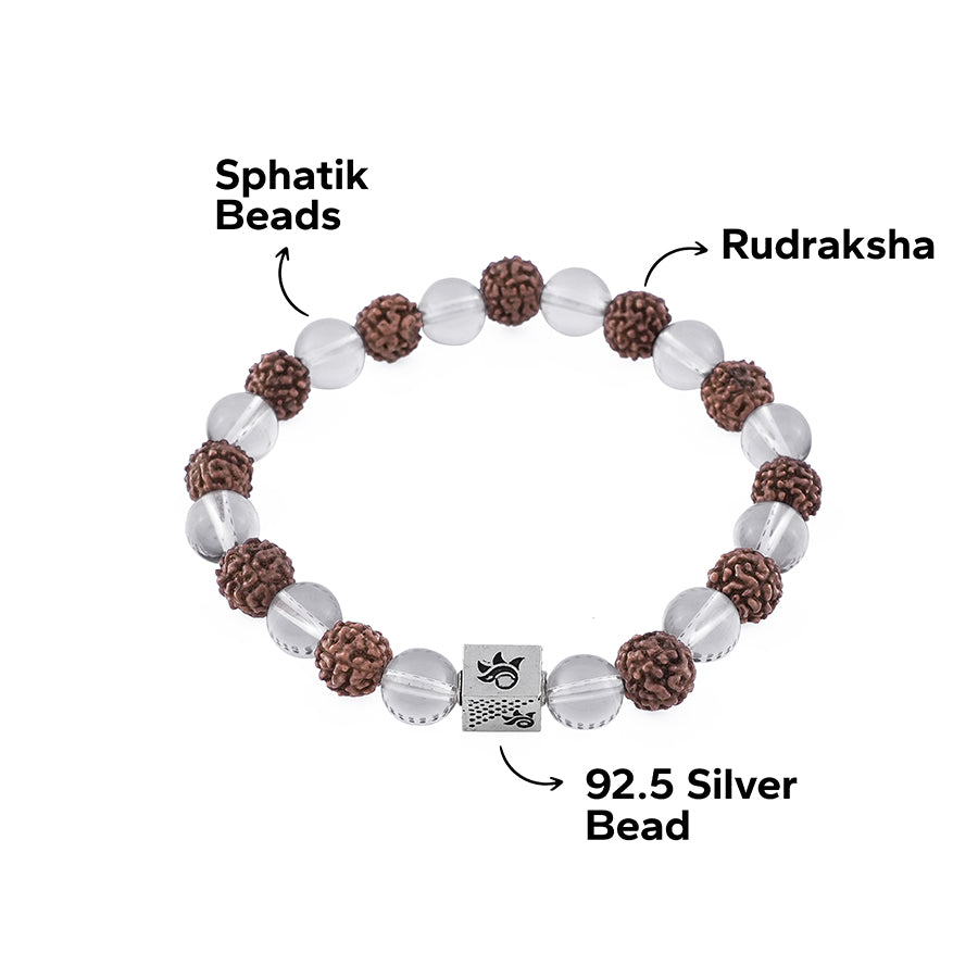 Rudraksha with Sphatik Beads Bracelet