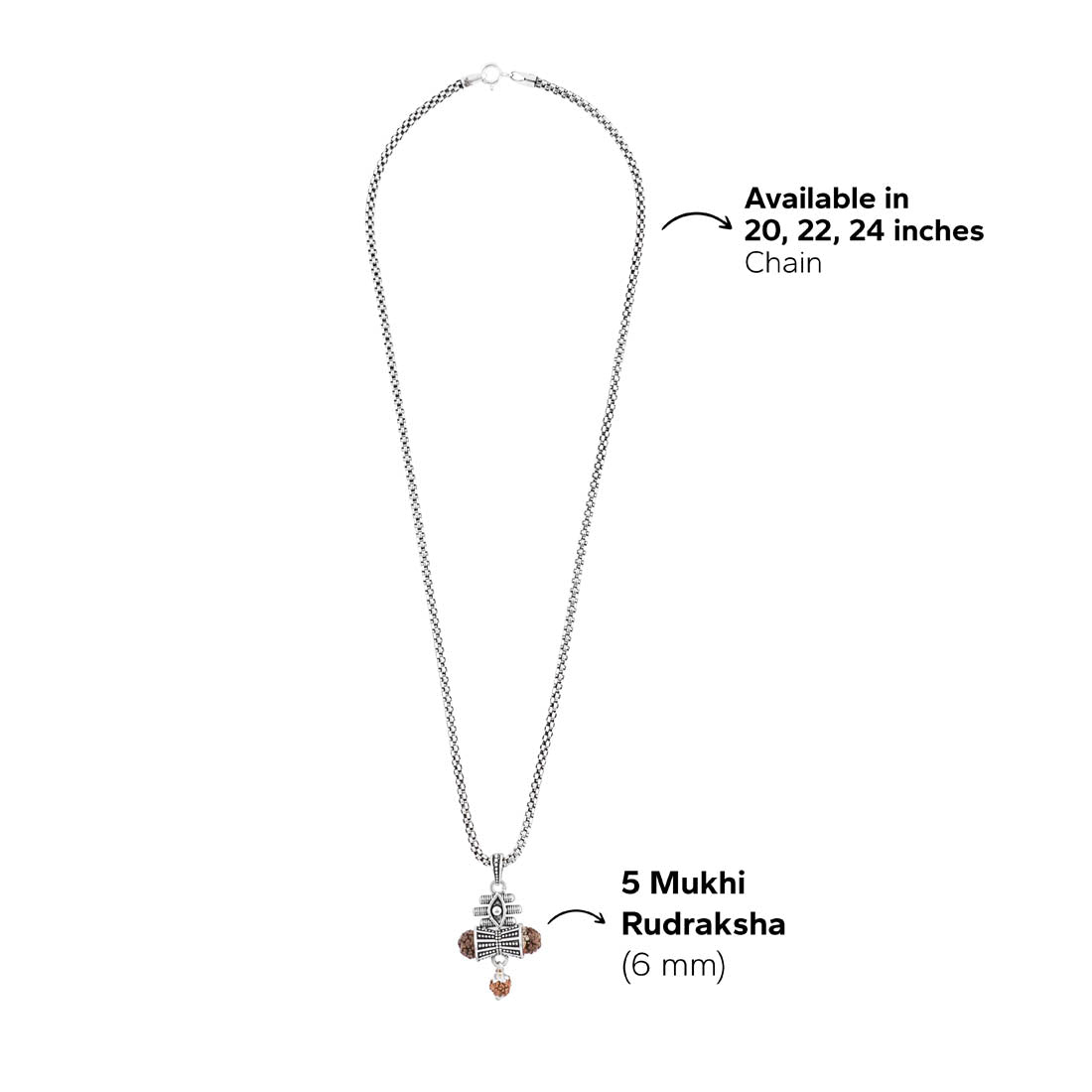 Rudraksha Damru & Lord Shiva Third Eye Pendant