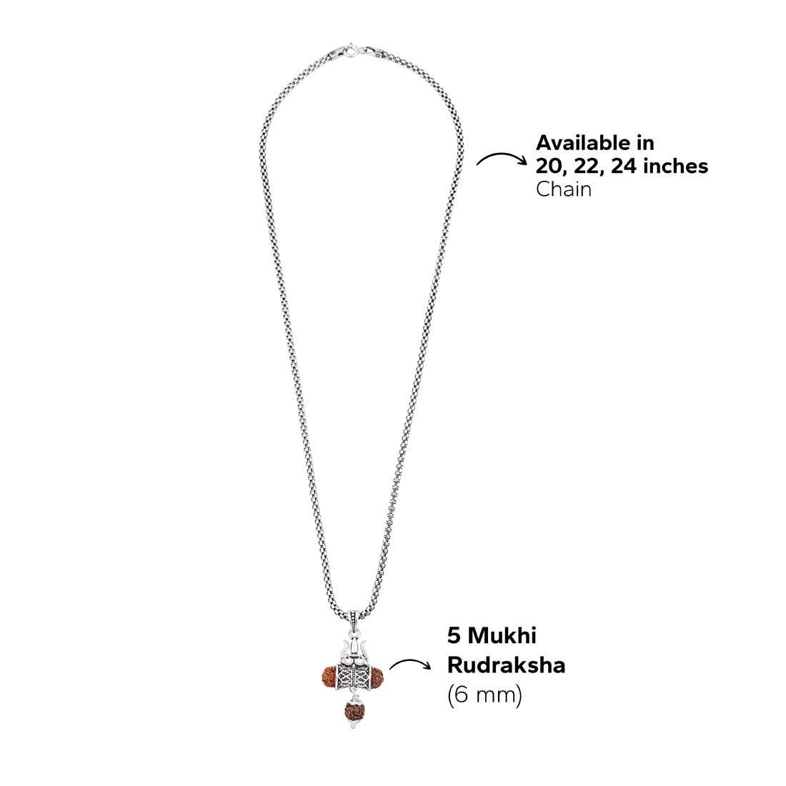 Rudraksha Trishul and Damru Pendant