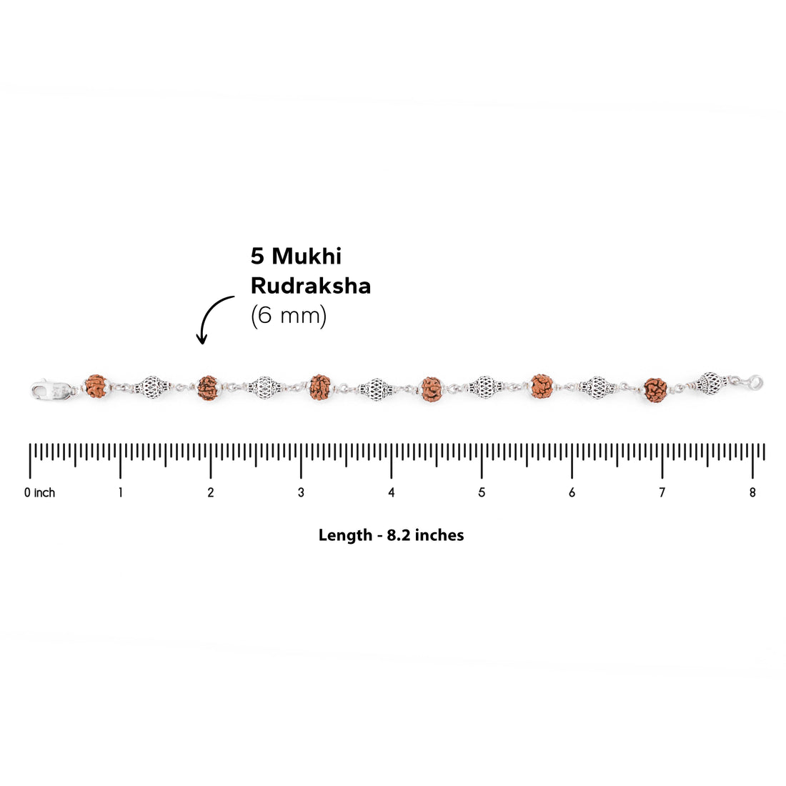 Rudraksha and Hollow Mesh Silver Beads Bracelet