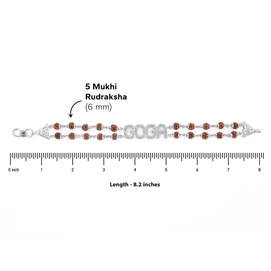 Rudraksha Silver Goga Brooch Double Line Bracelet