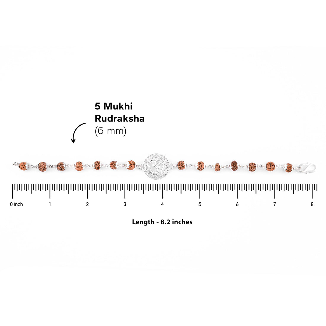 Silver Rakhi with Om and Single Line Rudraksha