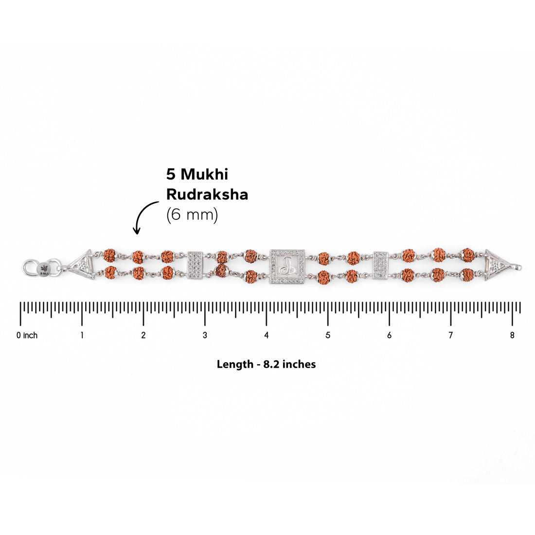 Rudraksha Silver Bracelet with Central Naag Double Line