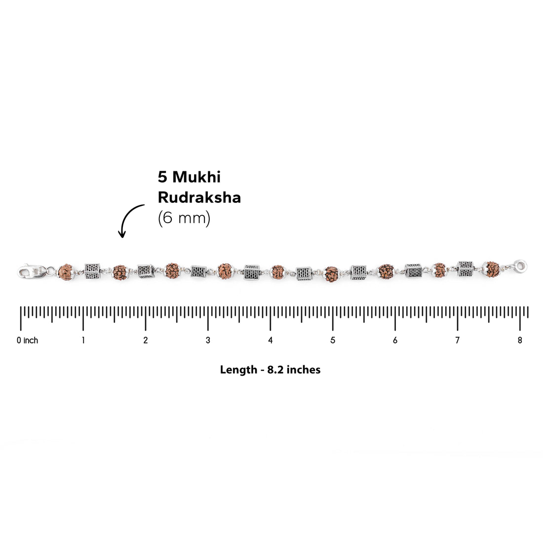 Silver Rakhi with Square Cylinder Rudraksha Beads