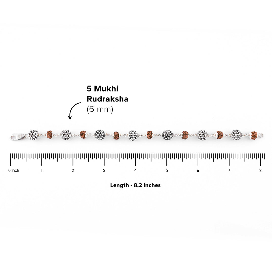 Rudraksha Silver Hollow Round Beads Bracelet.