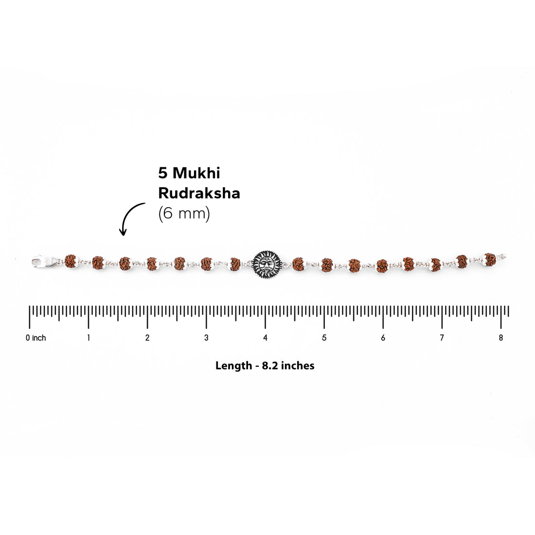 Silver Rakhi with Suryadev and Rudraksha